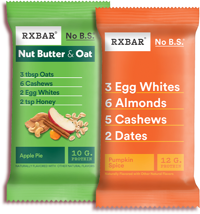 RXBAR Nut Butter and Oat Apple Pie and Pumpkin Spice bars